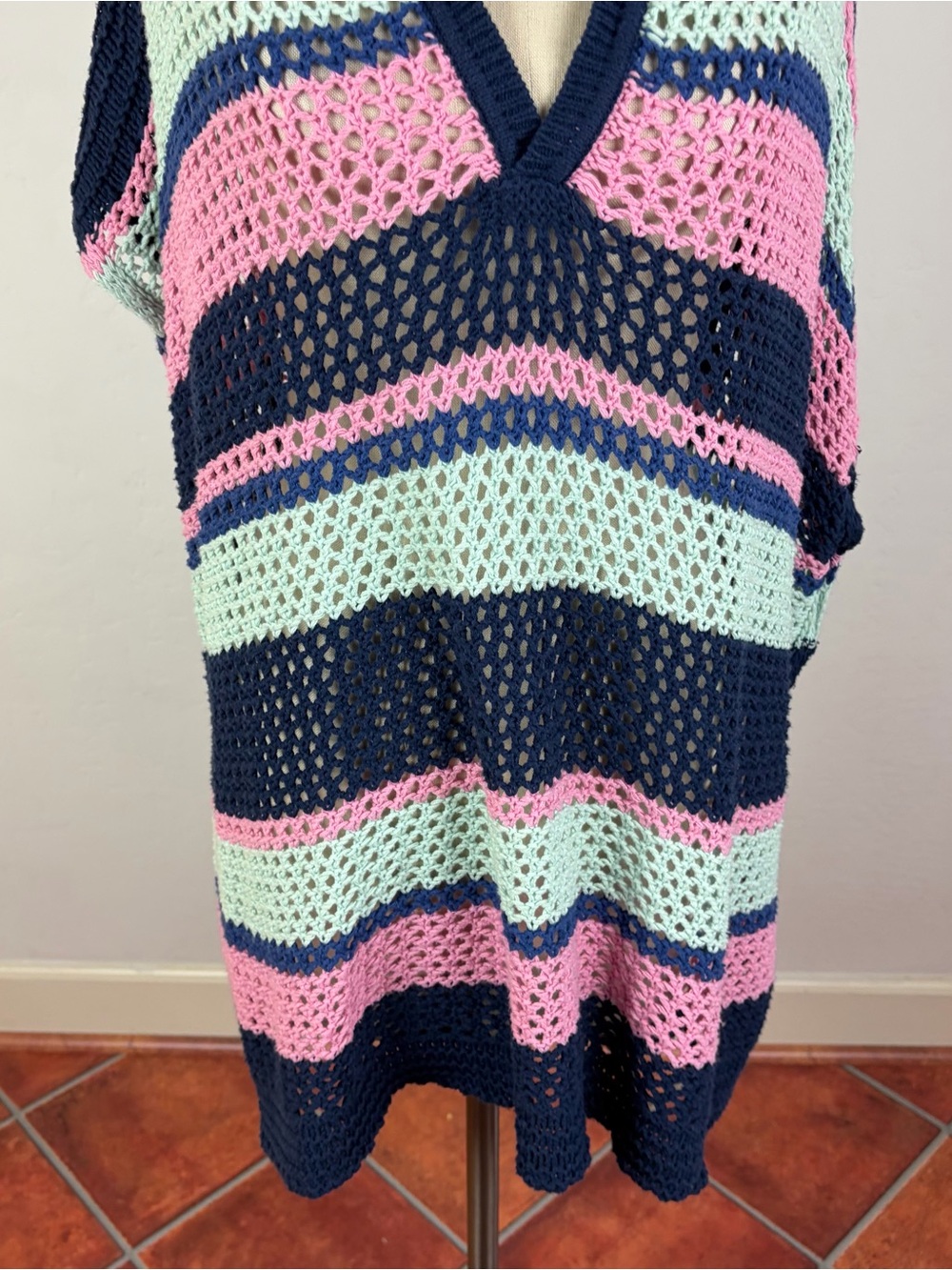 Free People Bayside Stripe Crochet Poncho - Picture 5 of 7